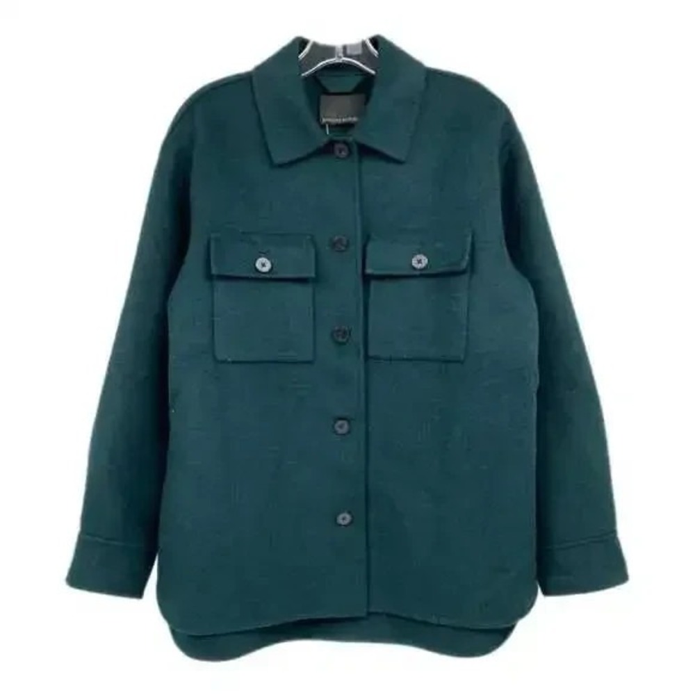 Banana Republic Shirt Jacket Shacket‎ Size Small Wool Blend Emerald Pine Green